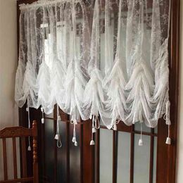 200*230cm Rural Sheer Curtain Lace, Hollow Balloon Blind, Vintage Curtain Valance, Finished Cafe Curtain Sheer for Home el 210712