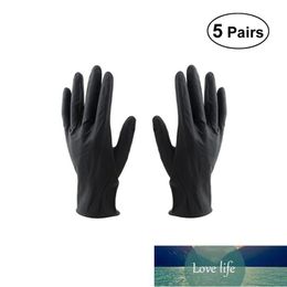 10Pcs Hair Salon Laboratory Gloves Reusable Latex Gloves Salon Hair Color Dye Gloves Medium Size (Black)