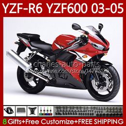 Motorcycle Body For YAMAHA YZF-R6 YZF600 YZF R Factory red 6 600 CC 03-05 Bodywork 95No.84 YZF R6 600CC YZFR6 03 04 05 Cowling YZF-600 2003 2004 2005 OEM Fairings Kit