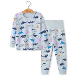 Jumping Meters Selling Dinosaur Print Autumn Spring Boys Girls Sleepwear Cotton Long Sleeve Pyjamas Baby Night Clothes 210529