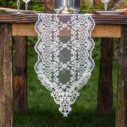 Proud Rose White Lace Table Runner Embroidered cloth Creative TV Cabinet Cloth Placemat Flag Decoration 210628