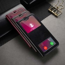 Huawei P20 Lite Genuine Leather Cases Caller id Display for Huawei Nova 3E Flip Cover Original P20lite Casing Coque Capa Fundas