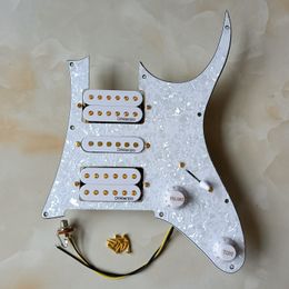 Upgrade Loaded HSH Pickguard White Dimarzio Humbucker Pickups Welding Harness For Ibanez Guitar