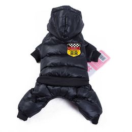Hooded Dog Jacket Jumpsuits Winter Warm Pet Clothes For Small Dogs Overalls Puppy Dog Coat Waterproof Chihuahua Yorkie Clothing 211007