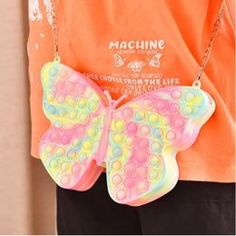 Party Favour Butterfly Simple Dimple Chain Cross Bag Fidget Toys Push Bubble Antistress Children Toy Keychain Wallet