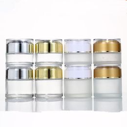 20g 30g 50g Frosted Clear Glass Refillable Ointment Bottles Empty Cosmetic Jar Pot Eye Shadow Face Cream Container