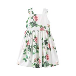 2021 Summer New Girls Flower Printed Dresses Children Princess Sleeveless Dress Baby Girl Clothes Kids Dresses Toddler Clothing Q0716