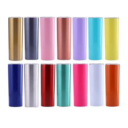 Mugs 20oz/600ml Reusable Skinny Tumbler Stainless Steel Car Cups Vacuum Insulated Double Wall Water Bottle Thermal Sublimation Cup ZL0403