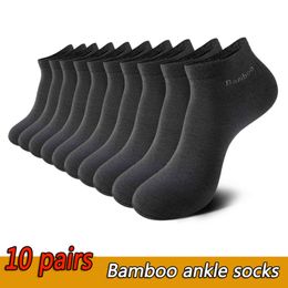 10 Pairs High Quality Bamboo Fiber Men Breathable Compression Short Socks Business Casual Ankle sock Large size 38-45