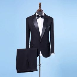 Men's Wedding Suits For Men Shawl Collar 2 Pieces Slim Fit Luxury Show Singer Suits male Black Tuxedo Jacket+Pants X0909