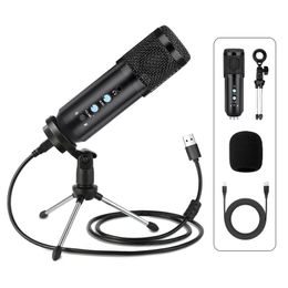 BM868 Condenser Microphone New Up-grade USB Microphone Kit with Desktop Bracket Rotary Adjustment Button for Online Live Meeting