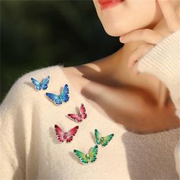 2021 Romantic Enamel Crystal Butterfly Brooch Pins Insects Banquet Womens Collar Lapel Pin Wedding Birthday Party Jewellery