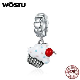 WOSTU Genuine 925 Sterling Silver Cupcake As Element Colourful Enamel Charm fit original WST Bracelet DIY Jewellery Gift CQC350 Q0531