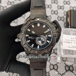 Hammerhead Shark Diver 3203-500LE-3/93 DLC PVD Otomatik Erkek İzle Çelik Kılıf Siyah Mavi Dial Beyaz Sopa İşaretleyiciler Kauçuk Kayış 4 Stilleri Puretime Ptun Saatler F02B2