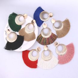 Tassel earrings bohemian statement luxury long dangle earring handmade gifts for women geometric fringe fashion drop