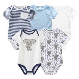 Unisex Baby Girl Clothes 5PCS Bodysuits Cotton Newborn Baby Boy Clothes Cartoon Print Girls Baby Clothing Roupas de bebe 210315