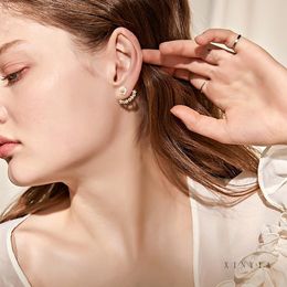 small hanging earrings Australia - Stud Korean Fashion Temperament, All-match Earrings, Small Daisy Back-worn Niche Design Sense, Rear-hanging Earrings