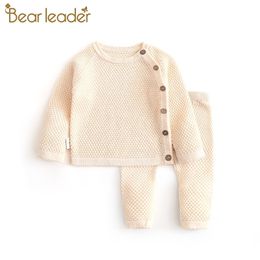 Bear Leade Boy Clothes Sets Spring Autumn Solid Newborn Baby Girl Clothing Casual Long Sleeve Tops Pants 2pcs Outfits 210309
