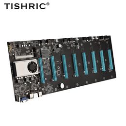 Conectores de Cabos de Computadores Tishric BTC-S37 Máquina de Mineração Motherboard 8 16x Cartão de Gr Banco de Bordo Procrssor CPU Set Miner Video Slot Memória A