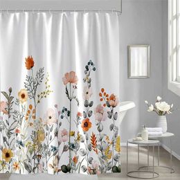 Watercolour Flower Bathroom curtain flora printed shower curtain waterproof polyester fabric bath curtain for bathroom home decor 211116