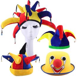 Hat With Bell Adults Cosplay Circus Clown Hats Caps Dress Up Props Carnival Masquerade Party Halloween Christmas