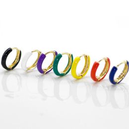 DIY Fashion 26 English Alphabet Small Hoop Earrings for Women Gold Earrings Dripping oil multicolor copper Huggie gift