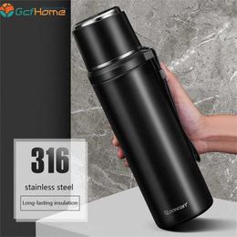 large stainless steel coffee mugs Australia - 500 800 1000ML T Flask Outdoor Stainless Steel Termos Large Capacity Thermo Coffee Mug Cup Water Bottle 211223