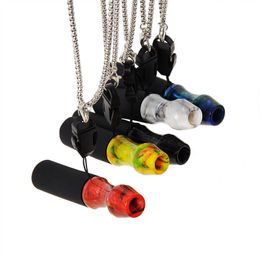 Smoking Colorful Resin Portable Filter Mouthpiece Silicone Down Hose Hookah Design Necklace Pendant Shisha Handle Holder Innovative
