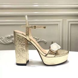 Nuovi tacchi alti di lusso Sandalo in pelle scamosciata tacco medio 11 cm sandali firmati da donna tacchi alti sandali da donna estivi taglia 35-42