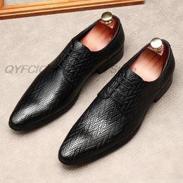 Brand New Casual High Quality Men Dress Shoes Lace Up Formal Shoes Leather Pointed Toe Oxfords Business Office Black Footwear