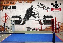 Custom photo wallpaper 3d gym murals wallpaper Retro broken brick wall graffiti sports fitness club image wall background wall papers decor