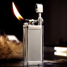 Genuine Oblique SPUNK Cigarette Cigar Pipe Metal Lighter with Tobacco Pipe Tamper Personality Retro Rocker Arm Gas Lighter Men Gift