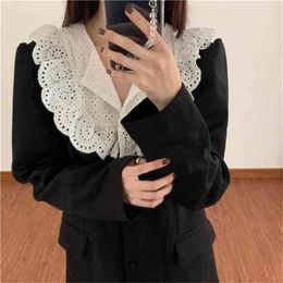 Black Patchwork Lace Stylish Students Women High Quality Sweet All Match Chic Long Dresses Vestidos 210525