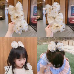 Cute Princess Koran Style Children Girls Crown Point Bow Hair Clips Hair Accessories Lovely Kids Headwear Hairgrips Ornament