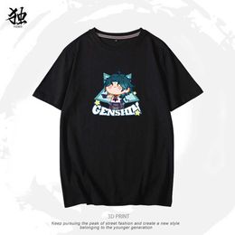 Anime Game Genshin Impact Short-sleeved T-shirt Klee Keqing Ganyu Paimon Xiao Impression Two Yuan Cosplay Pain Clothes Y0901