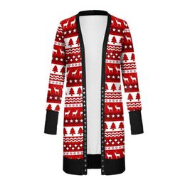 Women's Jackets Christmas Coat Festive Warm Buttons Jacket Elk Cardigan Women