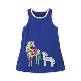 Jumping Meters Summer Cotton Sleeveless Unicorns Dresses for Baby Cute Animals Princess Clothing Toddler Costume 210529