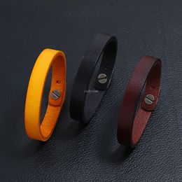 Leather Bracelet Retro Button Bracelets Bangle Cuff Wristband for Women Men's Fashion Jewerly Brown Black Will and Sandy