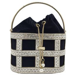 Fairy style handbag women's diamond inlaid metal bucket bag handbag diamond party night party handbag