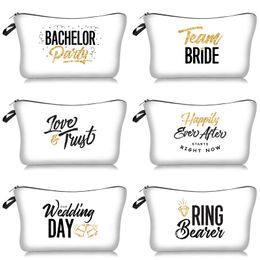 Bridesmaid Makeup Bag Wedding Day Bridesmaid Cosmetic Bags Digital Letters Printed Party Toiletry Bag for Ladies