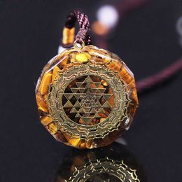 Orgonite Pendant Sri Yantra Necklace Tiger Eye Necklace Sacred Geometry Energy Healing Yoga Jewellery X0707