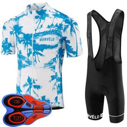 2021 New Morvelo team Cycling Short Sleeves jersey bib shorts sets Wholesale 9D gel pad Top Brand Quality Bike sportwear Y2182405