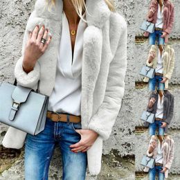 Women Winter Fluffy Coat Teddy Bear Faux Fur Jackets Tops Warm Jumper Outwear 211126