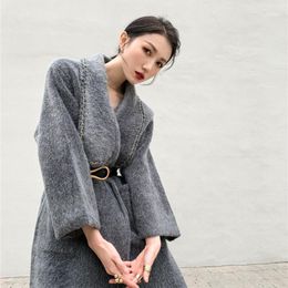 Women's Wool & Blends Fall Clothing 2021 Woman Winter Coats And Jackets Korean Coat Dress Women Elegant Long Cashmere Turn-down Collar Jacke