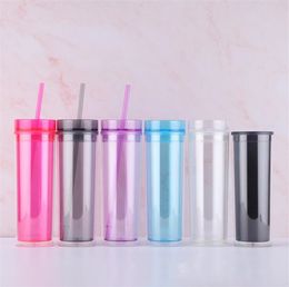 Transparent Double Layer Mug With Straw Creative Water Tumblers New Sport Water Bottle Sealed Leakproof Plastic Cup sea ship ZC068-1