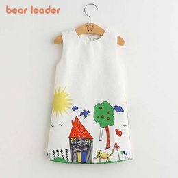 Bear Leader Girls Dresses Brand Spring Princess Dress Kids Clothes Graffiti Print Design for Baby Girls Clothes 3-8Y 210708