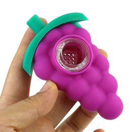 unique shape grape smoking pipe portable held mini hand spoon pipes tobacco bubbler dab rig