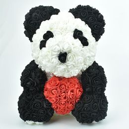 Decorative Flowers & Wreaths 2021 40cm Soap Foam Rose Panda China FLower Bear With Heart For Girlfriend And Birthday Gift