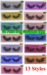 3D Mink Eyelashes Colourful Faux Mink Lashes Free Customise Logo Mink Lashes Natural Thick Fake Eyelashes Eye Makeup False Lashes Extension