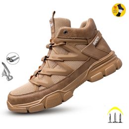 Botas de trabalho sapatos de segurança indestrutíveis homens aço de dedo do dedo do pé de punção de punção calçados masculinos Segurança adulta 220813